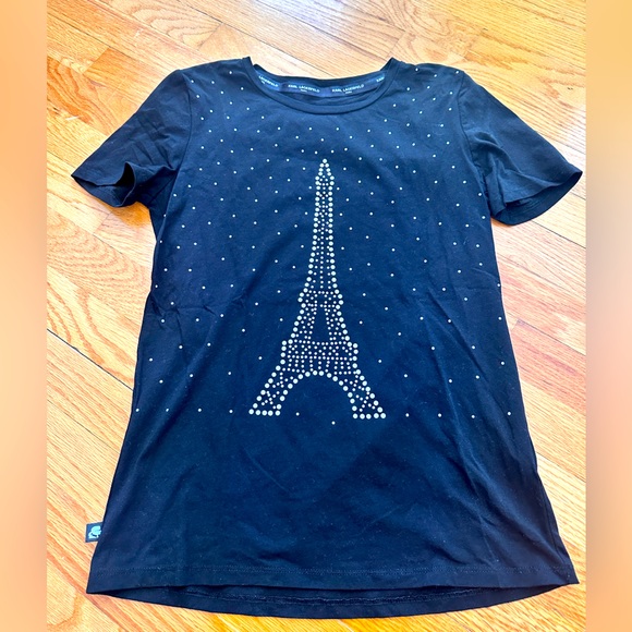 Karl Lagerfeld Paris T-Shirt. Raised pearl design. Size XS - Picture 1 of 3